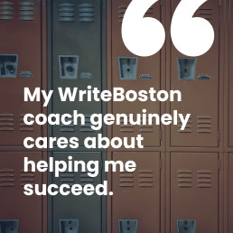 White text on background photo of lockers in a school: 